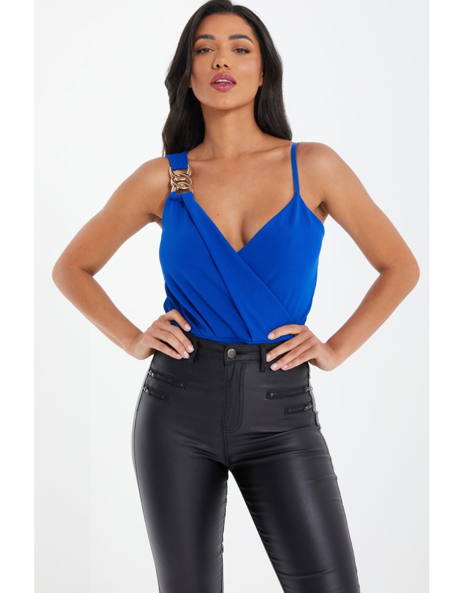 Royal Blue Gold Chain Bodysuit