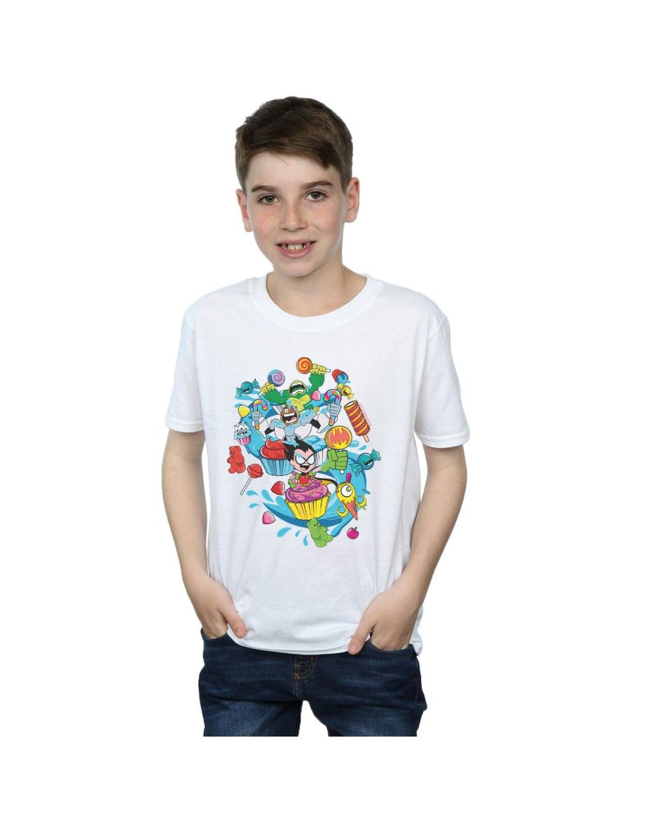 DC Comics Boys Teen Titans Go Candy Mania T-Shirt - White