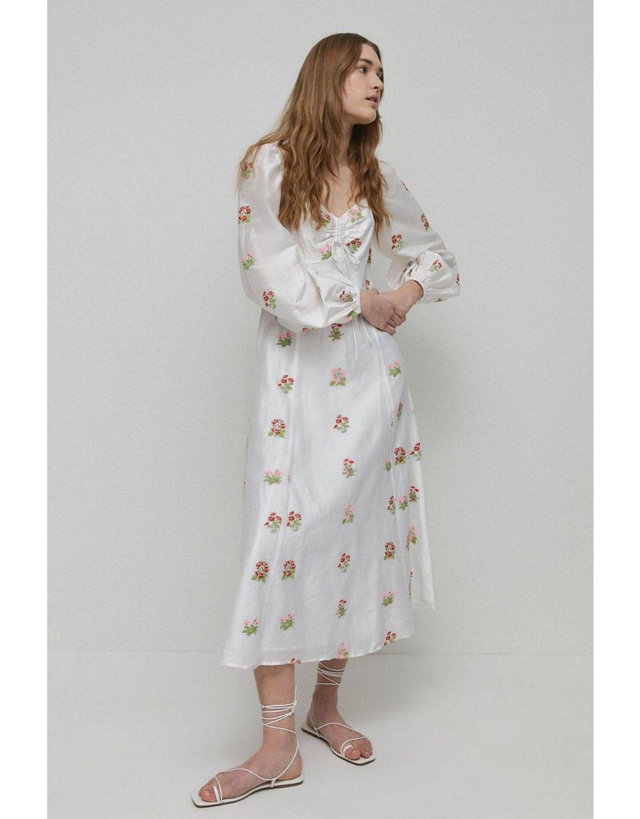 Petite Embroidery  Midi Dress