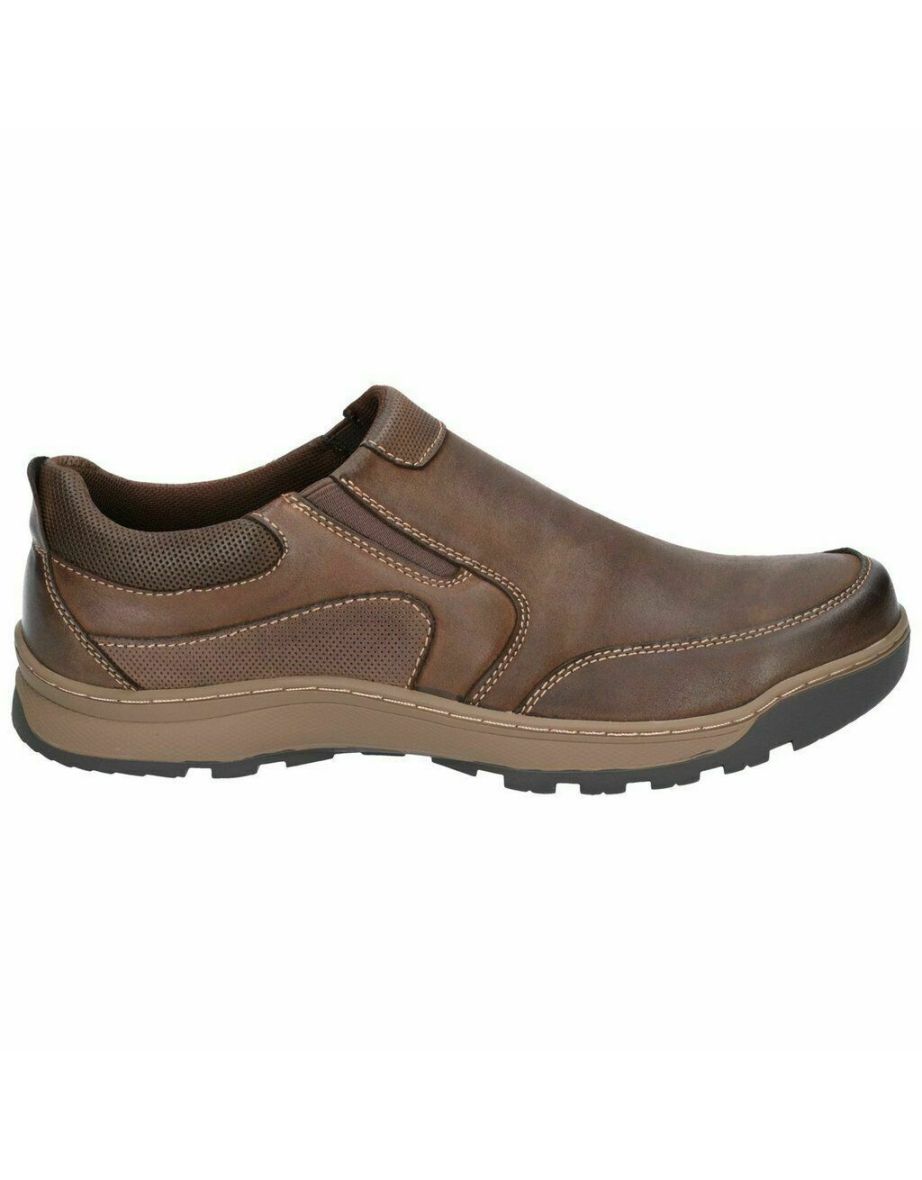 Hush Puppies Mens Jasper Slip On Leather Shoes - Brown - 3