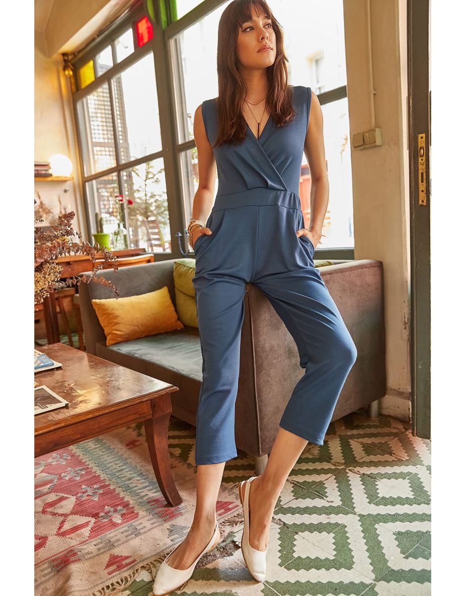 Shop Jumpsuit Navy blue Fitted Online in Qatar VogaCloset