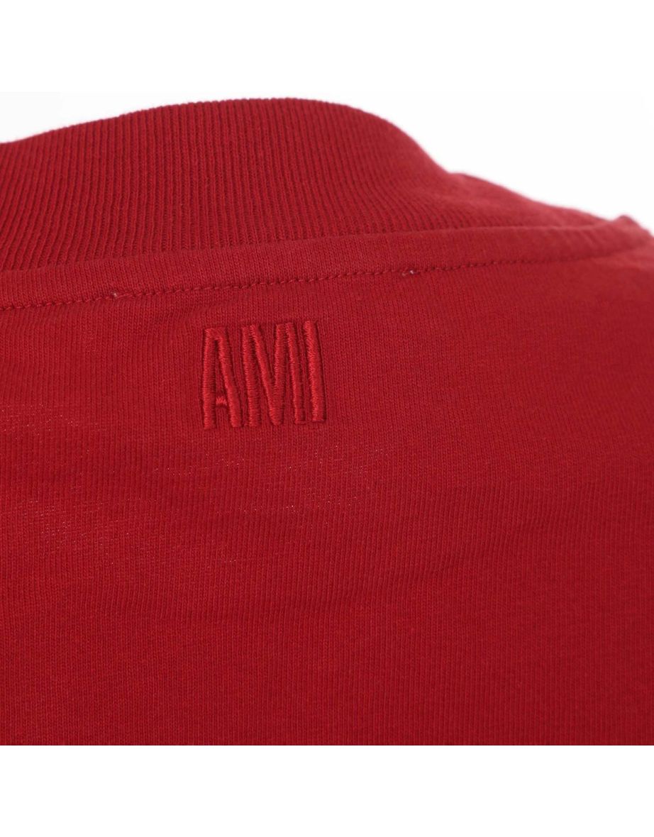 Women's Ami Paris Logo-Print Cropped T-Shirt in Red - 2
