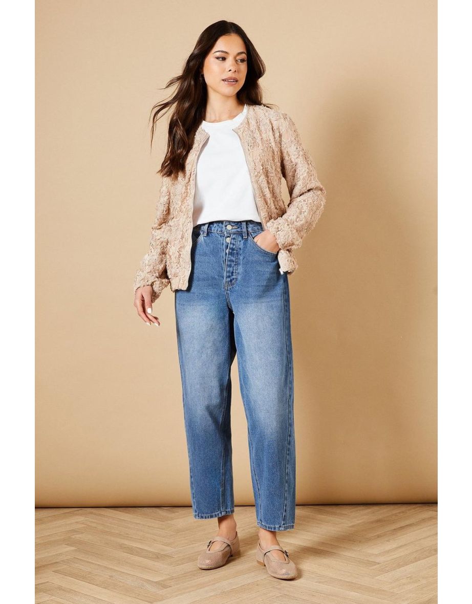 3D Floral Lace Bomber Jacket