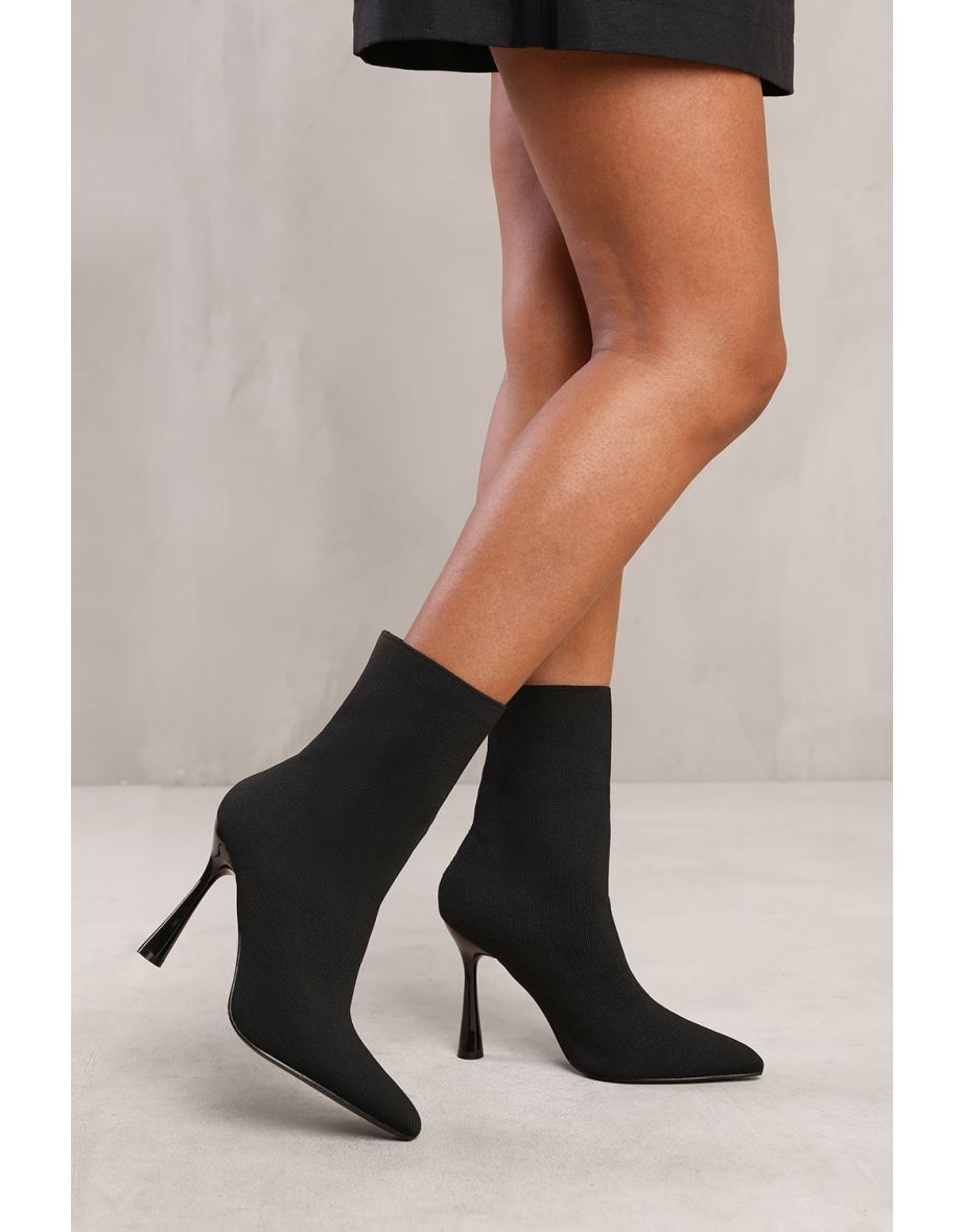 NEVAEH ANKLE SOCK BOOT IN BLACK KNIT