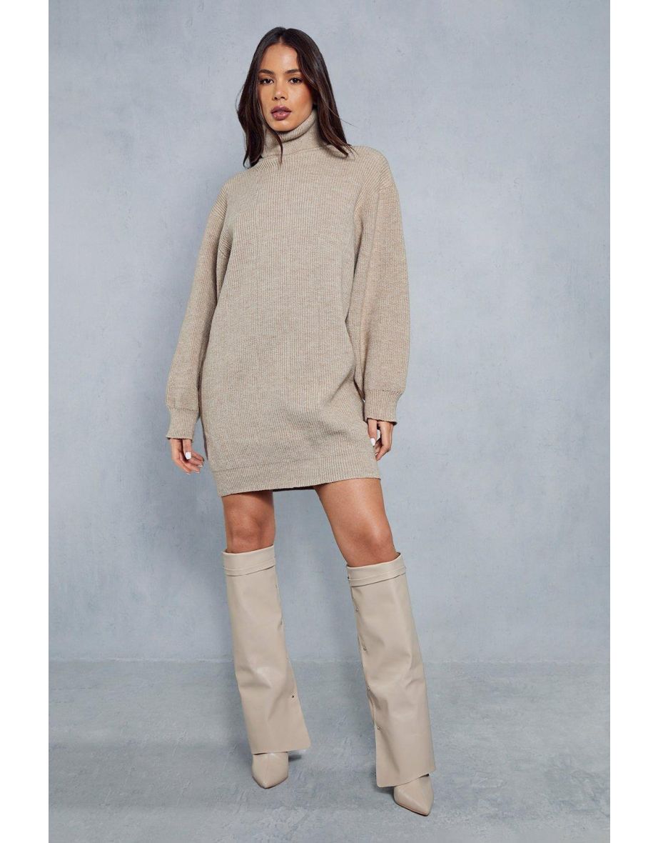 Knitted Oversized Roll Neck Jumper Dress - 3