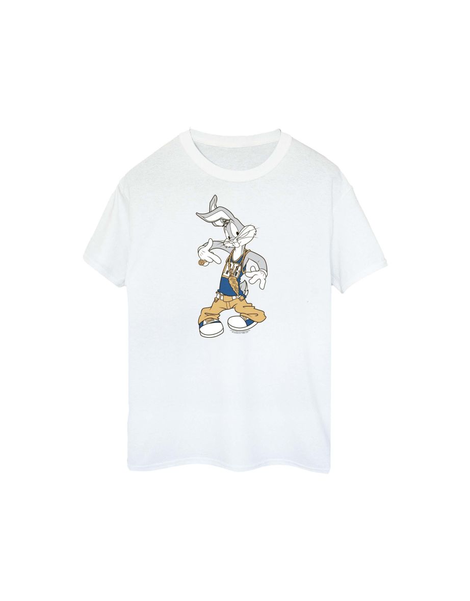 Looney Tunes Mens Rapper Bugs Bunny Cotton T-Shirt - White