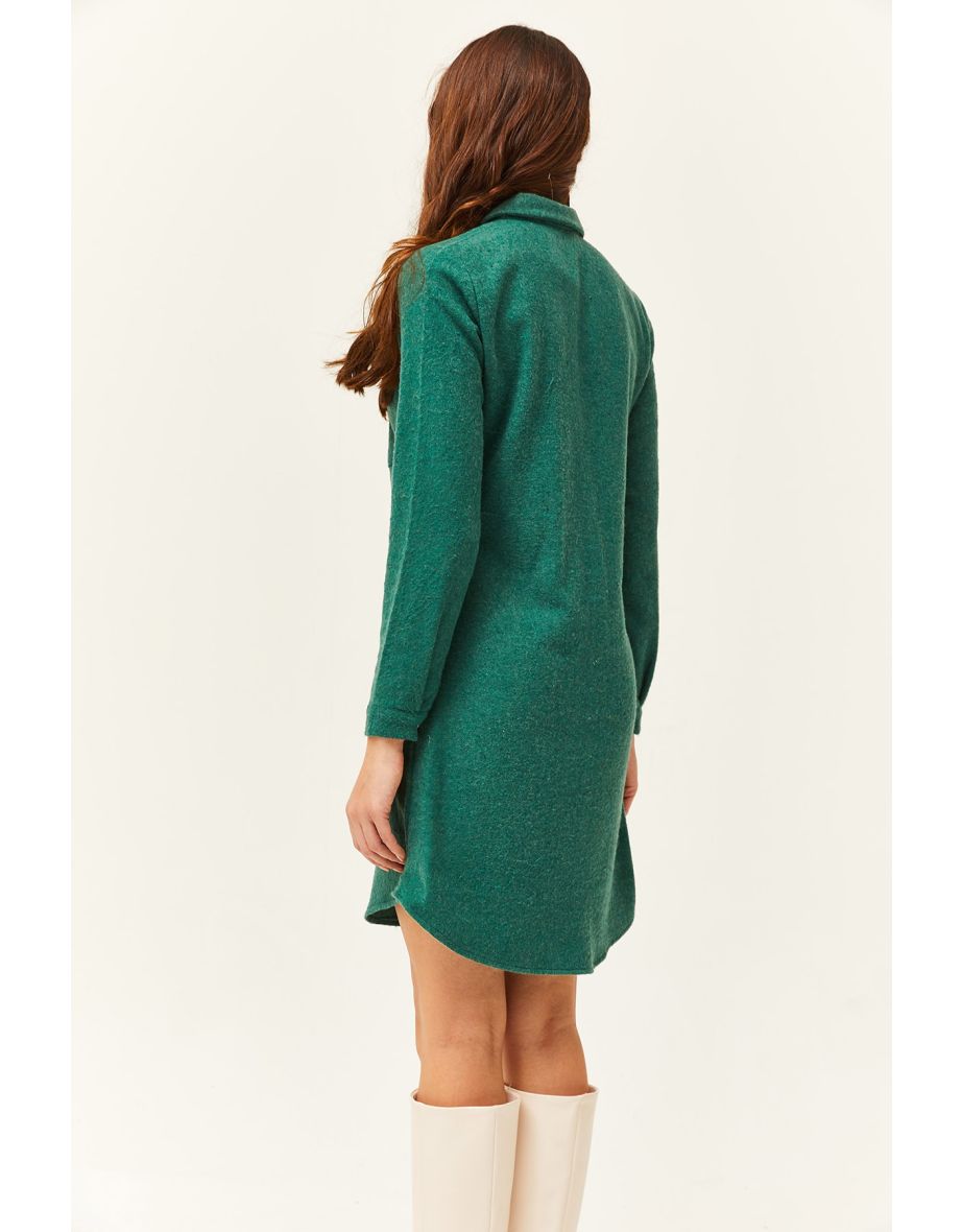Women's Emerald Green Cachet Shirt Dress - 4