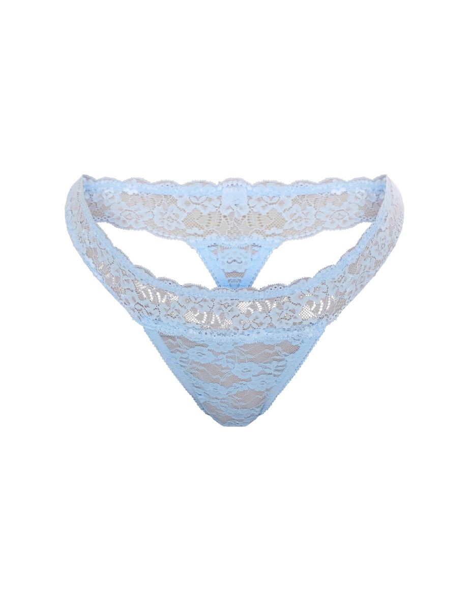 Baby Blue Lace Thong - 2