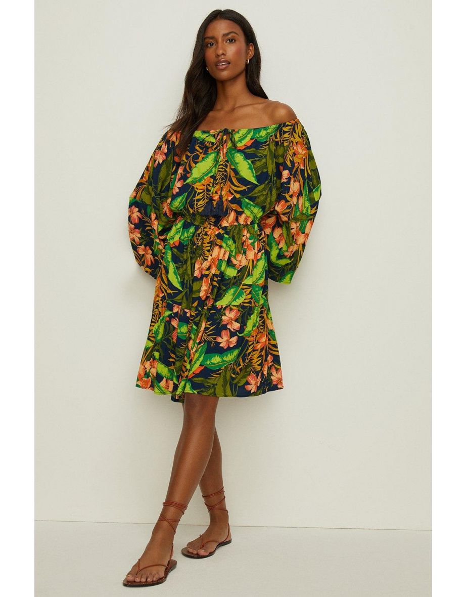 Oasis tropical bardot dress cheap