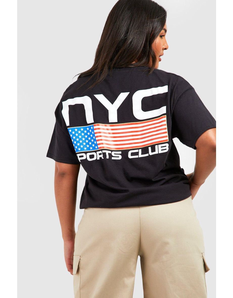 Plus Nyc Sports Club Oversized T-shirt - black
