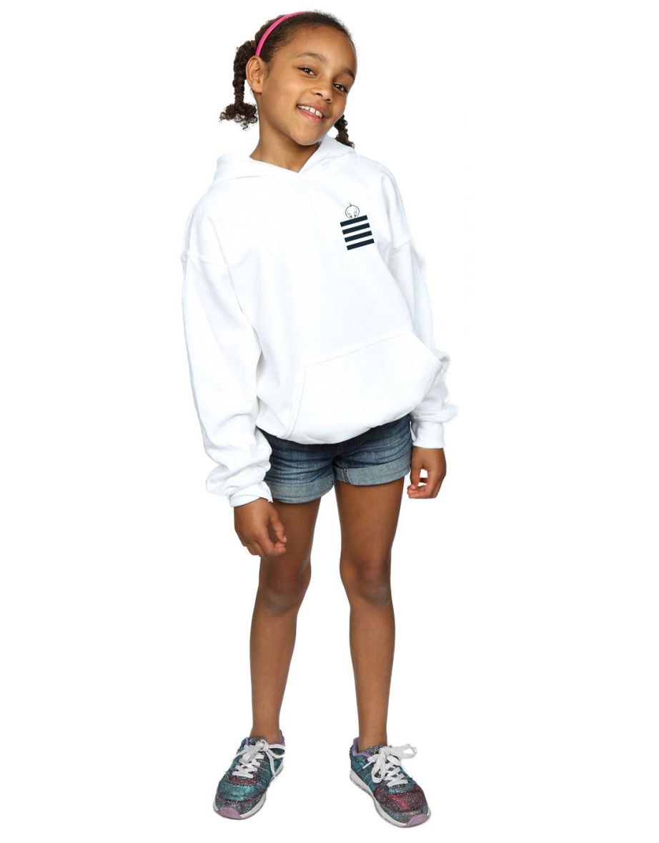 Looney Tunes Girls Tweety Pie Striped Faux Pocket Hoodie - White - 3
