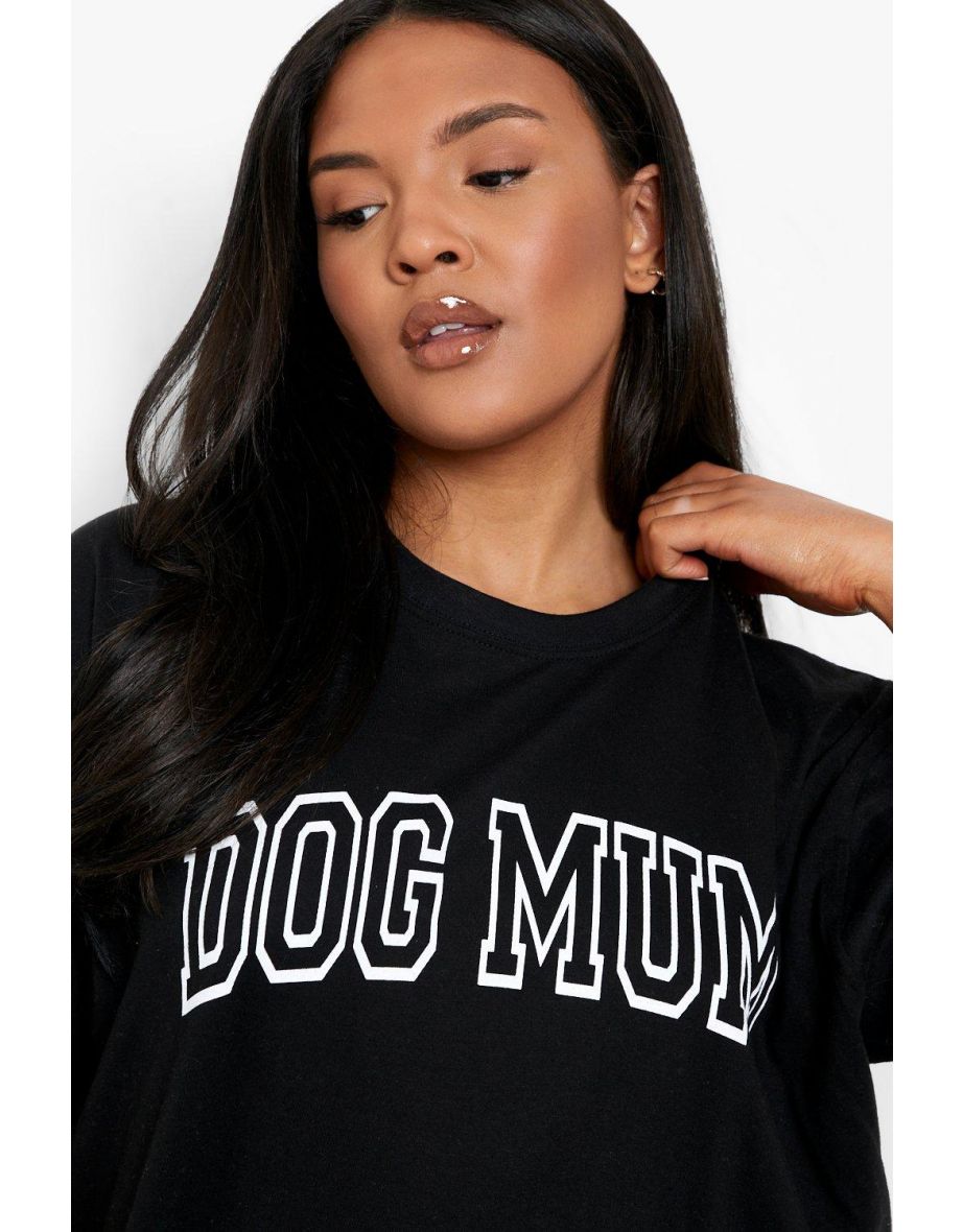Plus Dog Mum Printed Oversized T-Shirt - black - 3