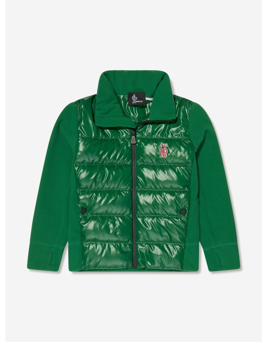 Kids Down Padded Zip Up cardigan in Green