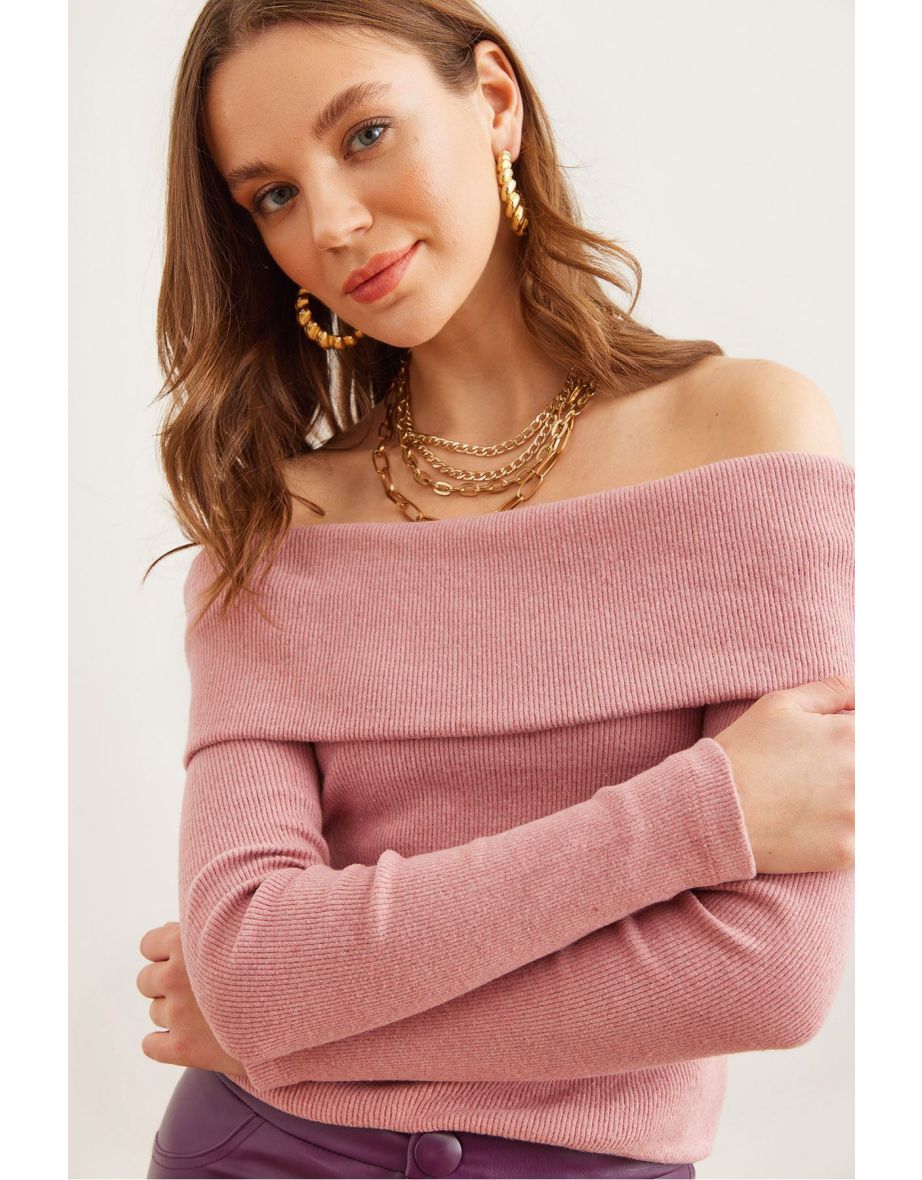 Women's Dusty Rose Madonna Neck Raised Camisole Blouse