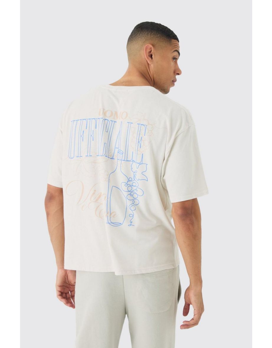 Oversized Boxy Vino Wash Print T-Shirt - ecru