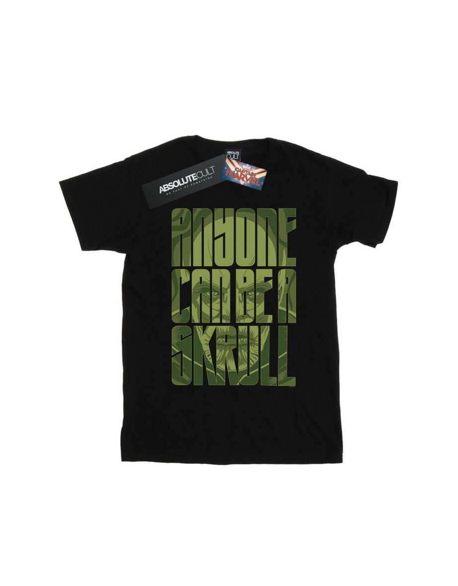 Marvel Girls Captain Marvel Anyone Can Be A Skrull Cotton T-Shirt - Black - 1