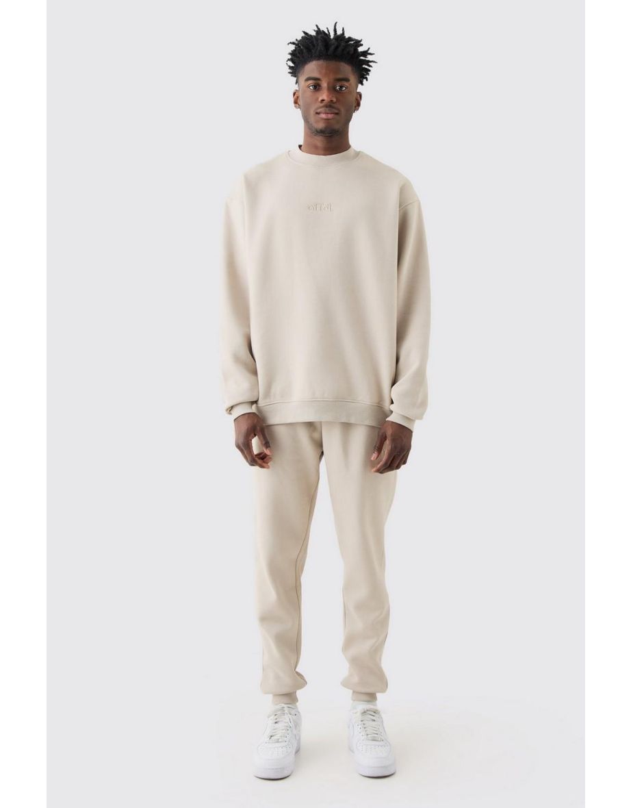 Offcl Oversized Extended Neck Sweatshirt Tracksuit - stone