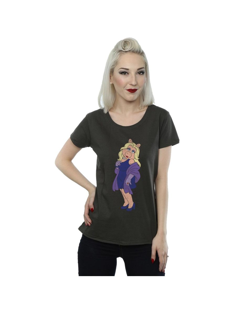 Disney Womens/Ladies The Muppets Classic Miss Piggy Cotton T-Shirt - Light Graphite - 2