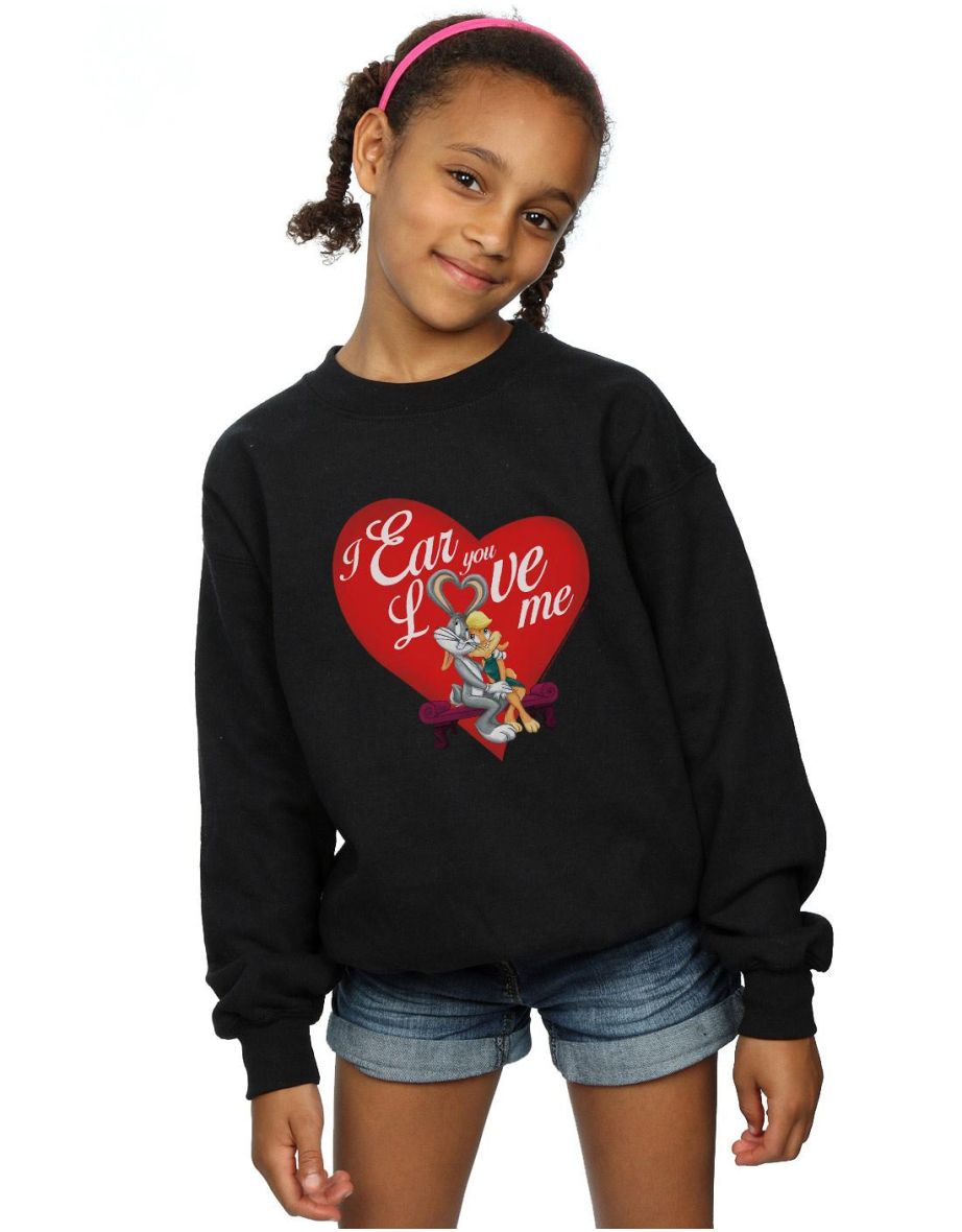 Looney Tunes Girls Bugs Bunny And Lola Valentine´s Day Love Me Sweatshirt - Black