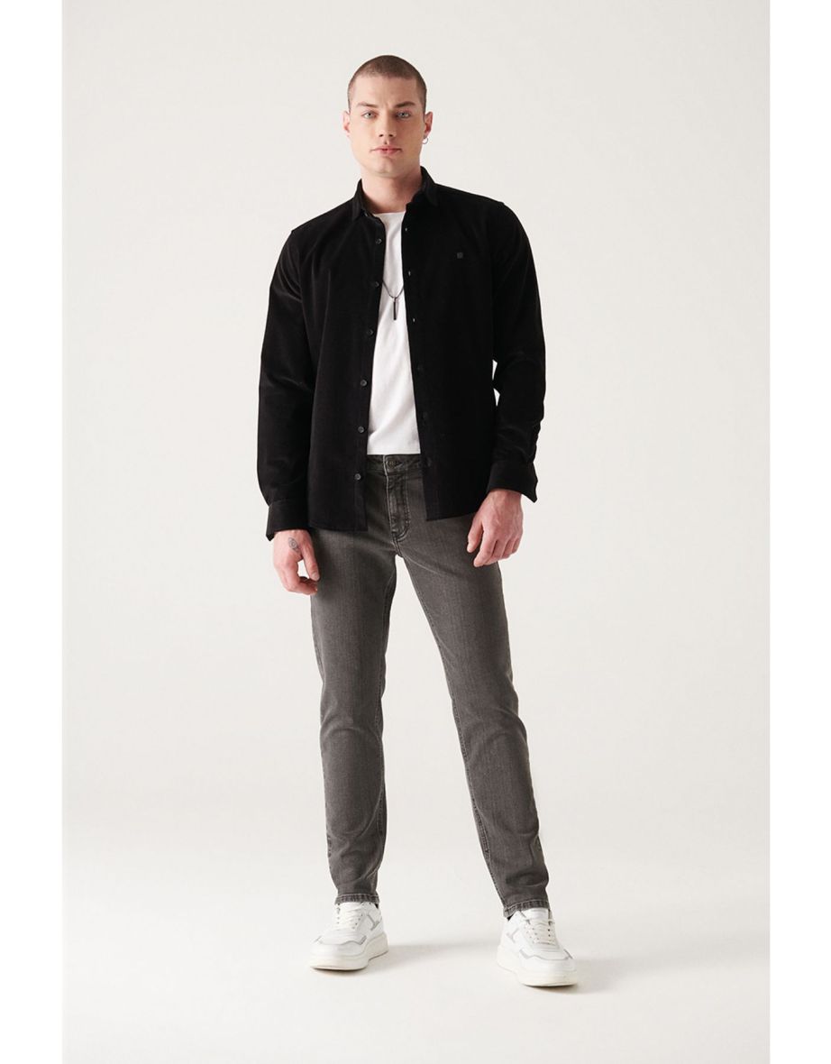 Men's Gray Worn Washed Lycra Slim Fit Slim Fit Jeans