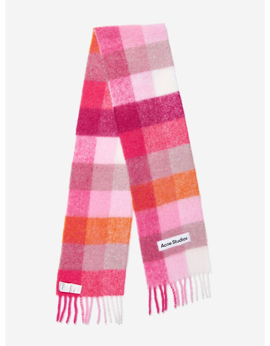 Acne Studios Kids Checked Wool Scarf in Multicolour