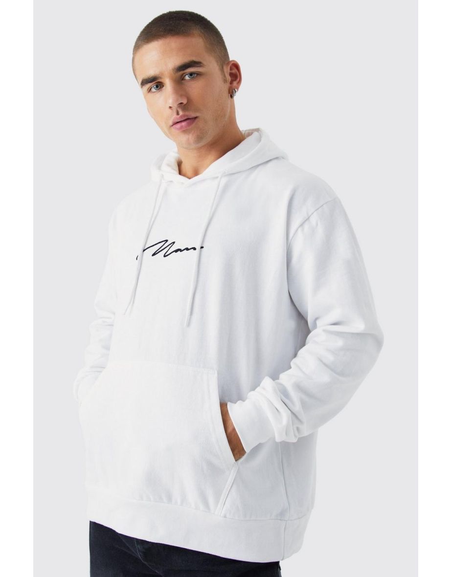 Man Signature Over The Head Hoodie - white