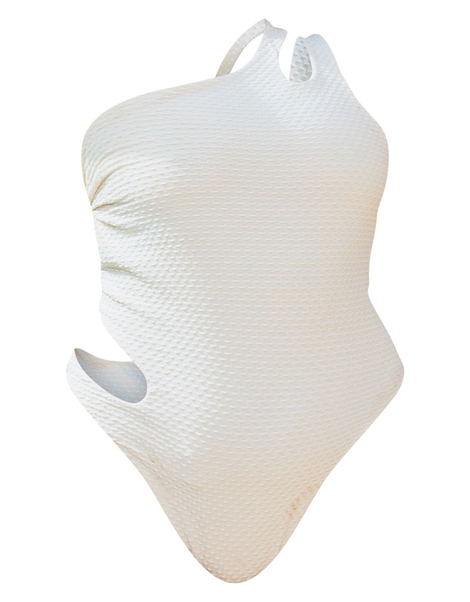 Recycled Plus Nude Waffle Texture Cut Out Swimsuit - 3