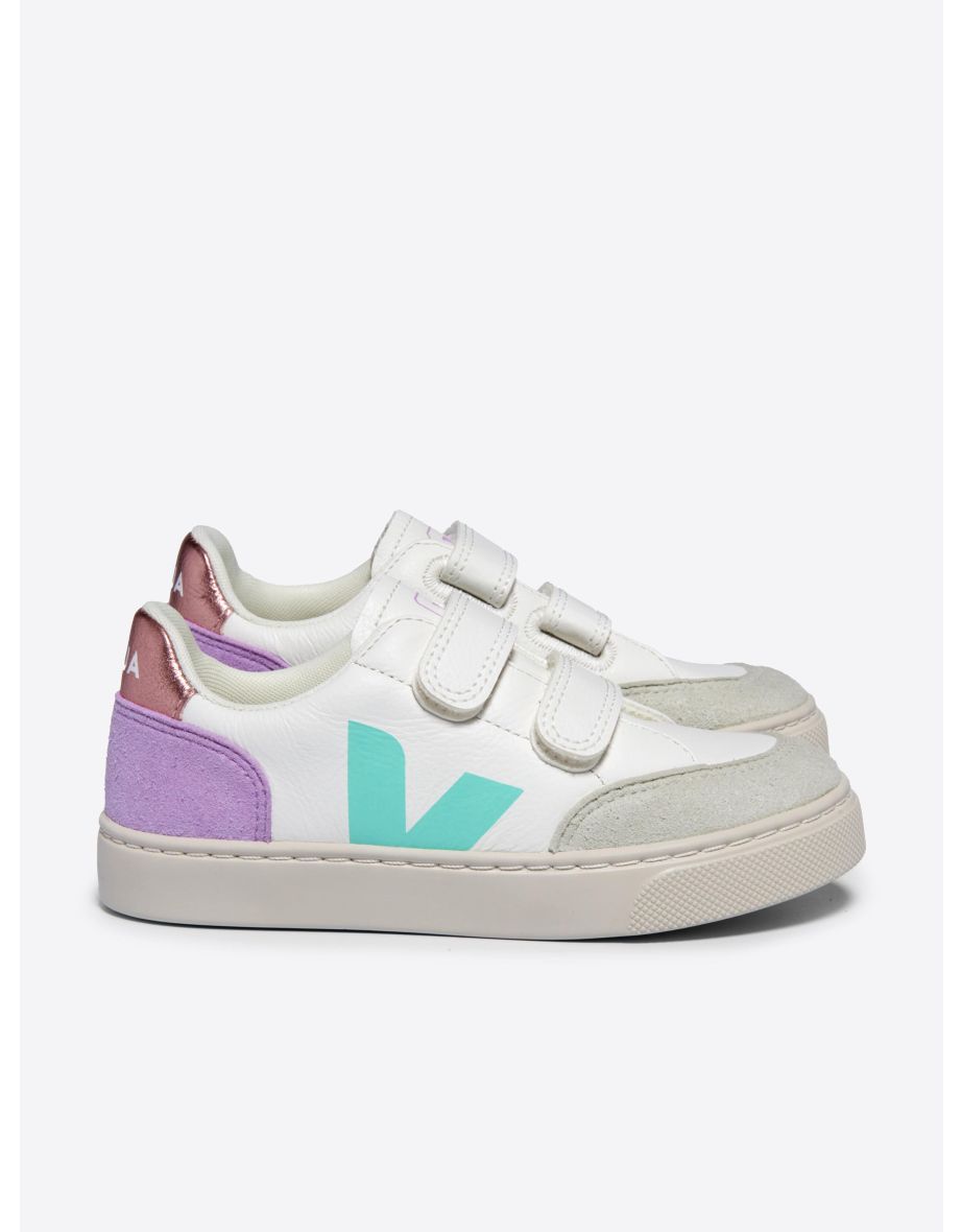 Girls Leather V-12 Trainers in White