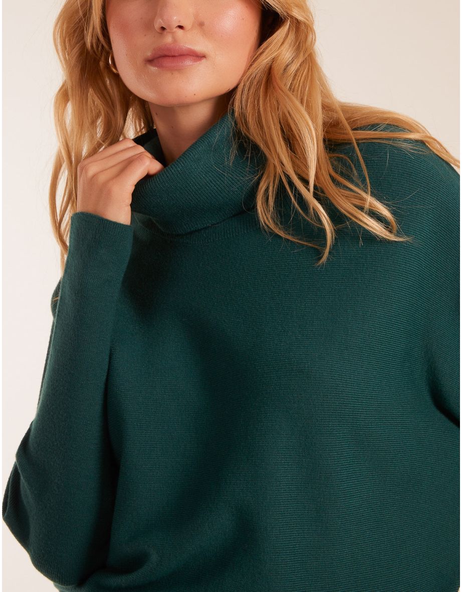 Oversized Roll Neck Batwing Jumper - 3