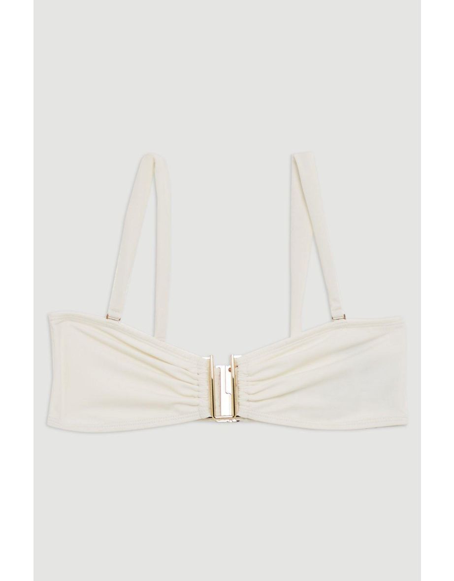 Detachable Strap Gold Trim Bikini Top - 3