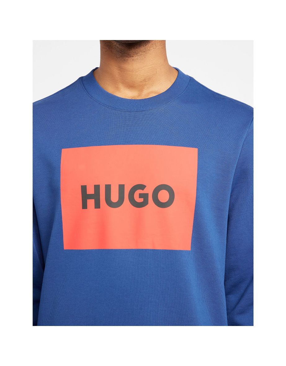 Men's Hugo Boss Cotton-Terry With Logo Sweatshirt in Blue - 4