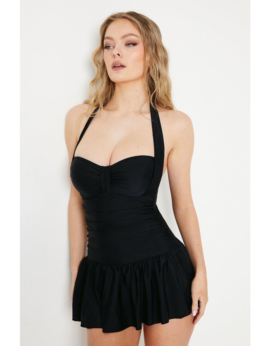 Skirted Swimsuit - black - 3