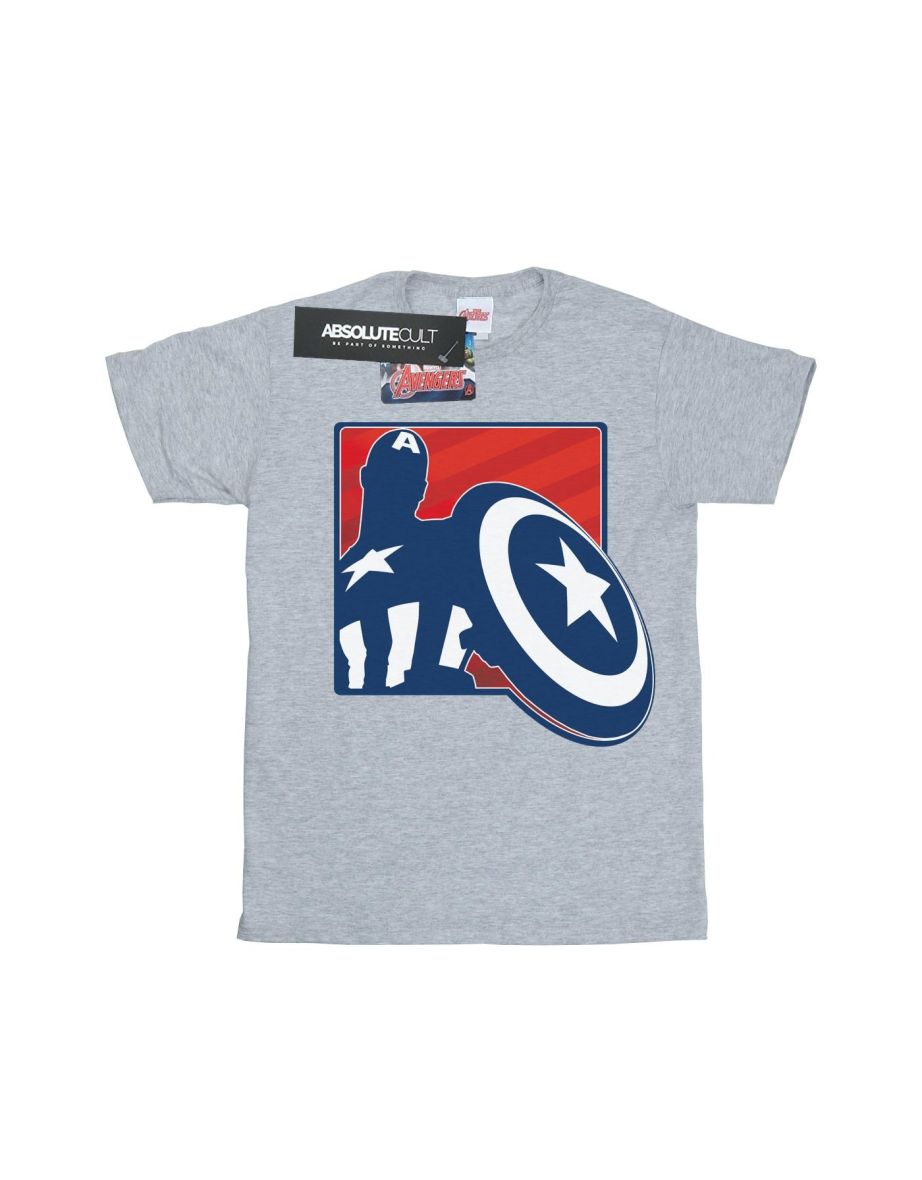 Marvel Boys Avengers Captain America Outline T-Shirt - Sports Grey - 3