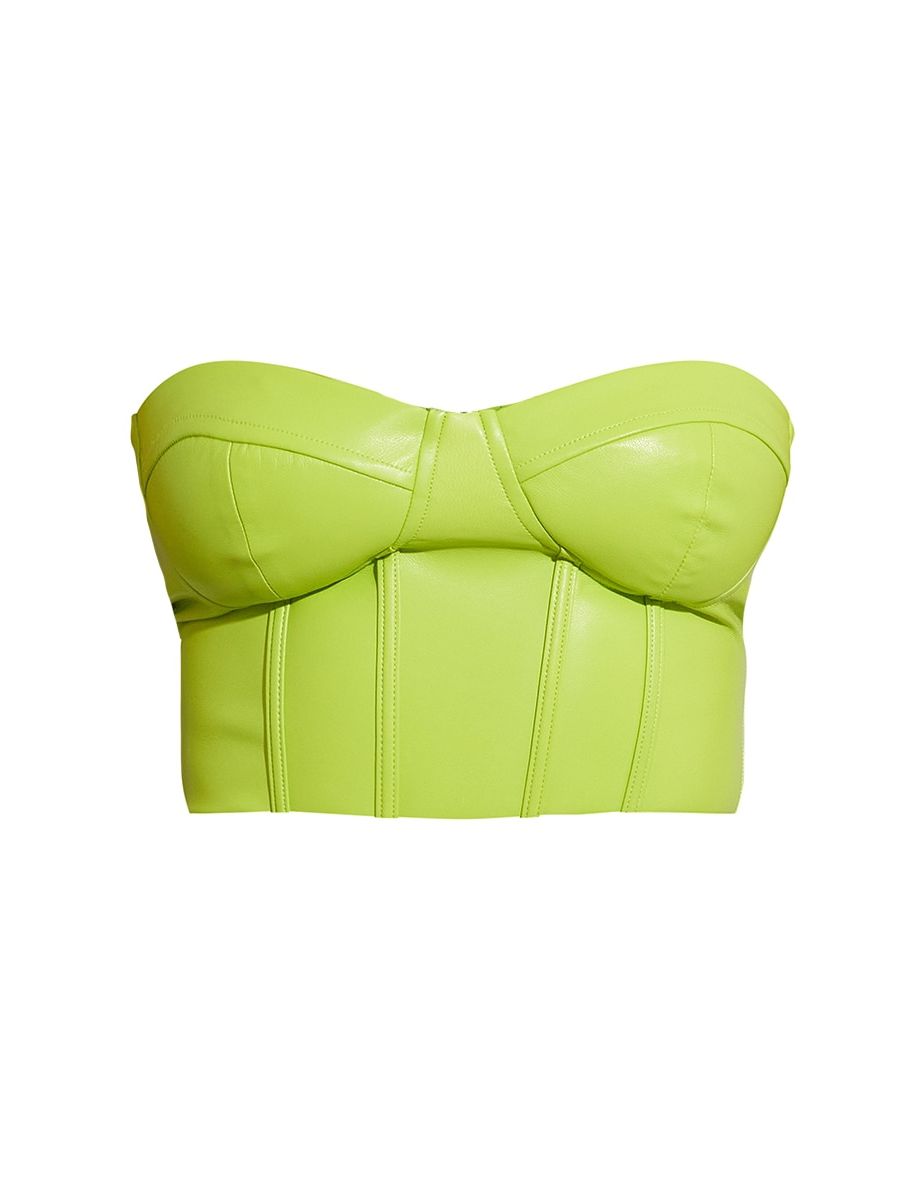 Shape Lime Faux Leather Bandeau Corset - 4