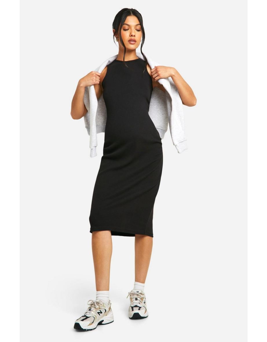 Maternity ribbed midi dress best sale