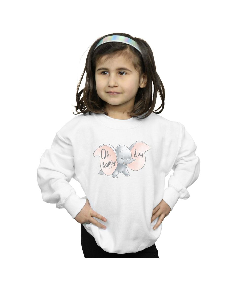 Disney Girls Dumbo Happy Day Sweatshirt - White