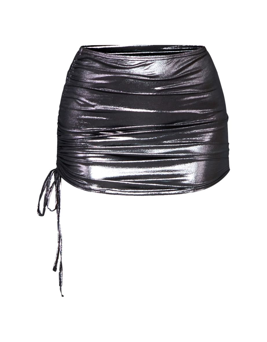 Grey Ruched Bodycon Mini Skirt - 5