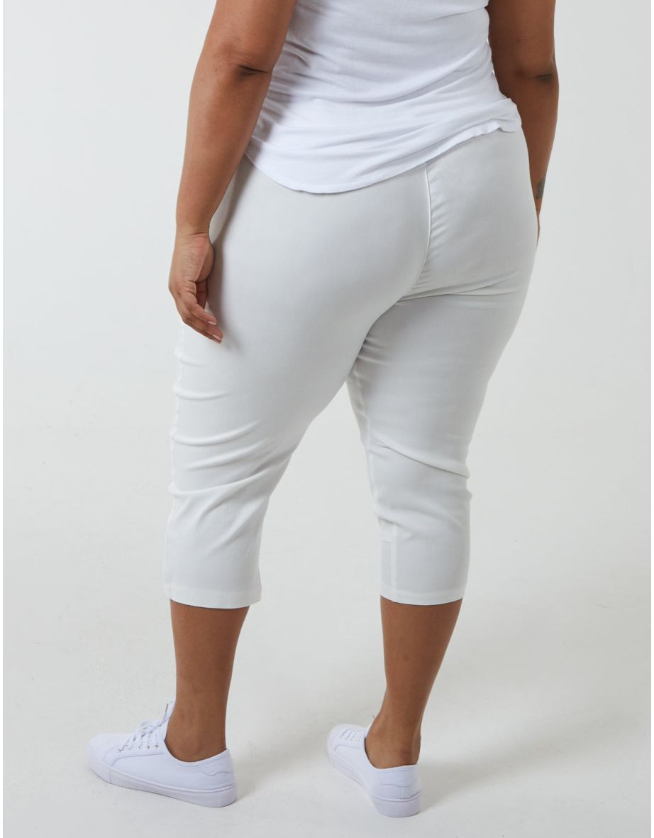 Curve Elasticated Waist Zip Detail Crop Trousers - 3