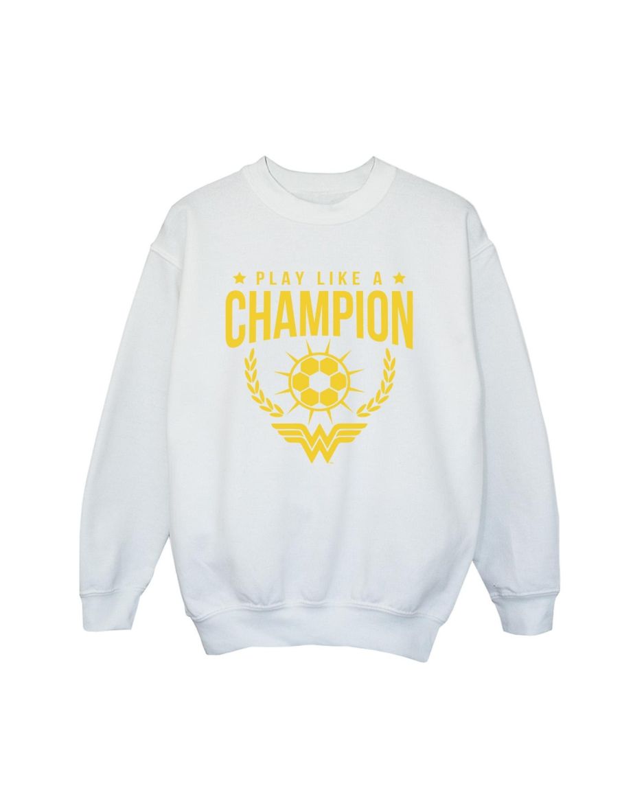 Shop DC Comics Boys Wonder Woman Play Like A Champion Sweatshirt White Online in Oman VogaCloset