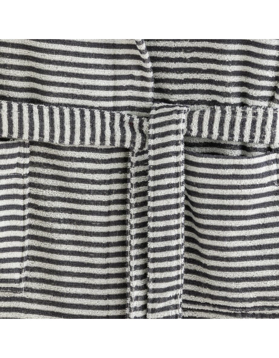 Malo Striped Hooded Cotton Terry Bathrobe - 3