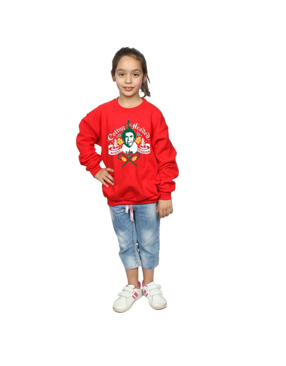 Elf Girls Headed Ninny Muggins Sweatshirt - Red - 3