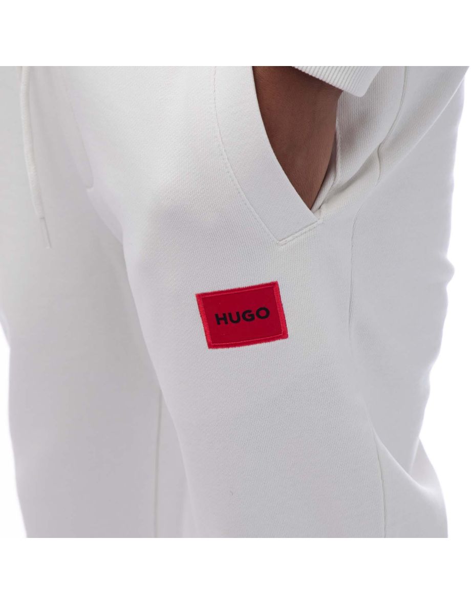 Men's Hugo Boss Red Logo Label Tracksuit Bottoms in White - 2