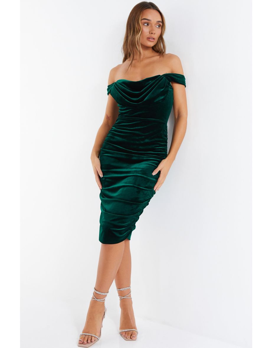 Quiz bottle green velvet dress best sale