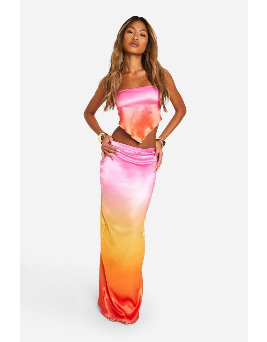 Ombre Satin Scarf Top - multi