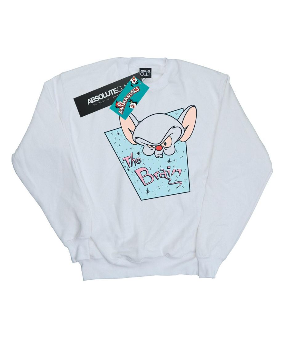 Animaniacs Boys The Brain Mugshot Sweatshirt - White