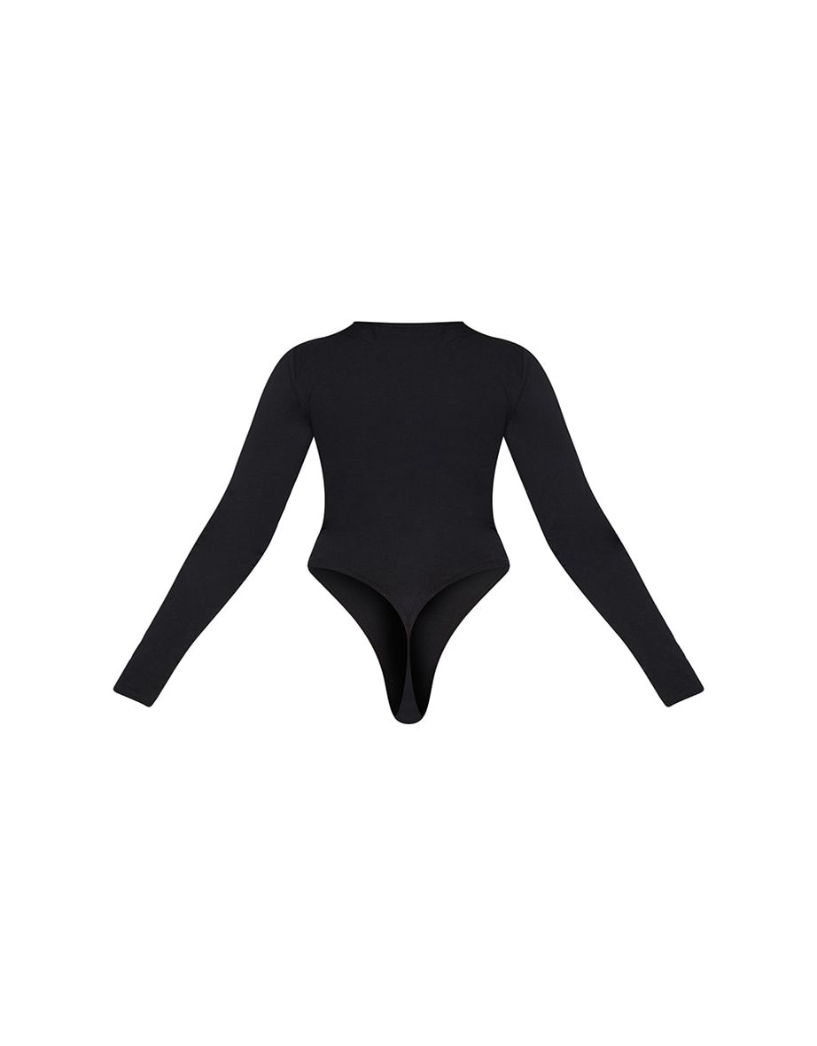 Essential Black Plunge Long Sleeve Bodysuit - 3