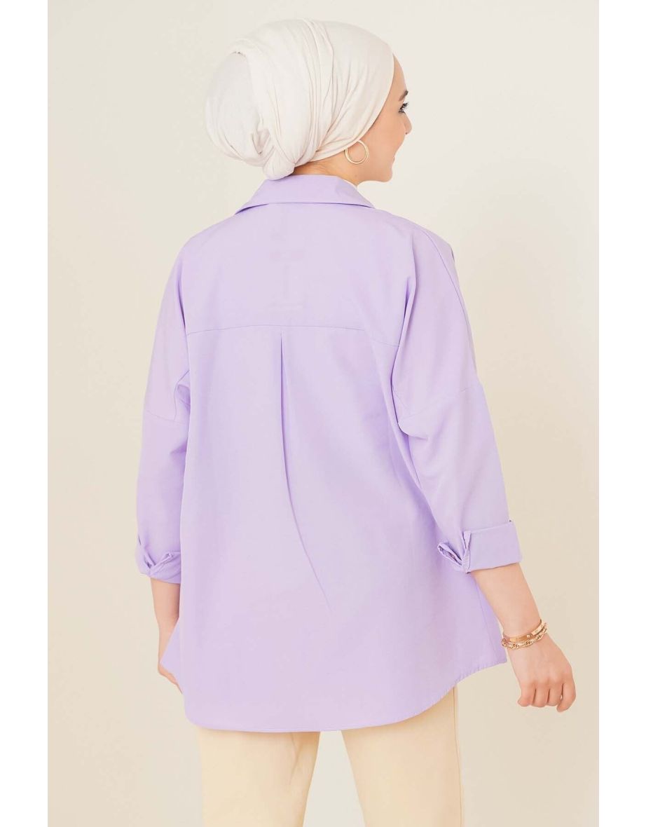 Oversize Basic Shirt - Lilac - 2