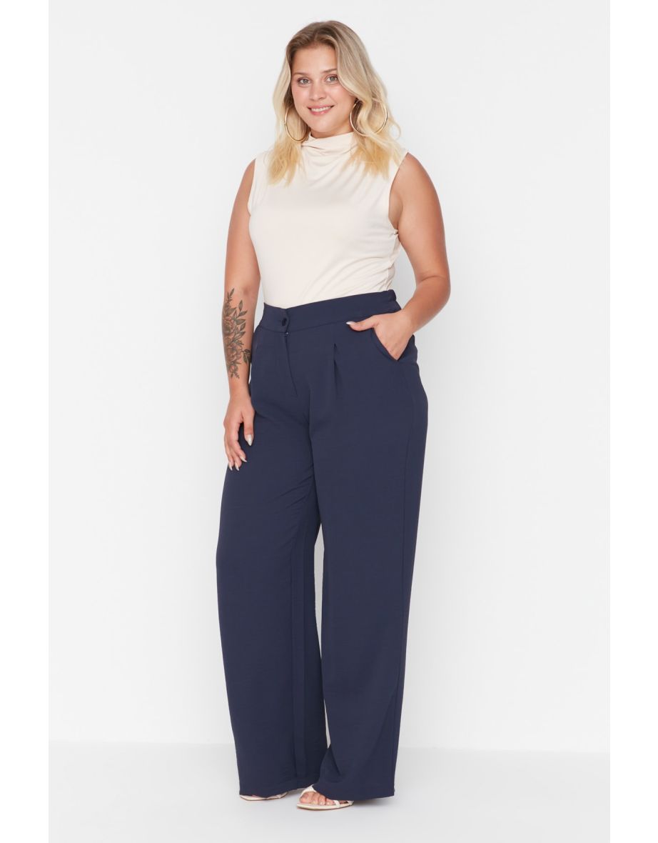 Plus Size Pants - Navy blue - Loose