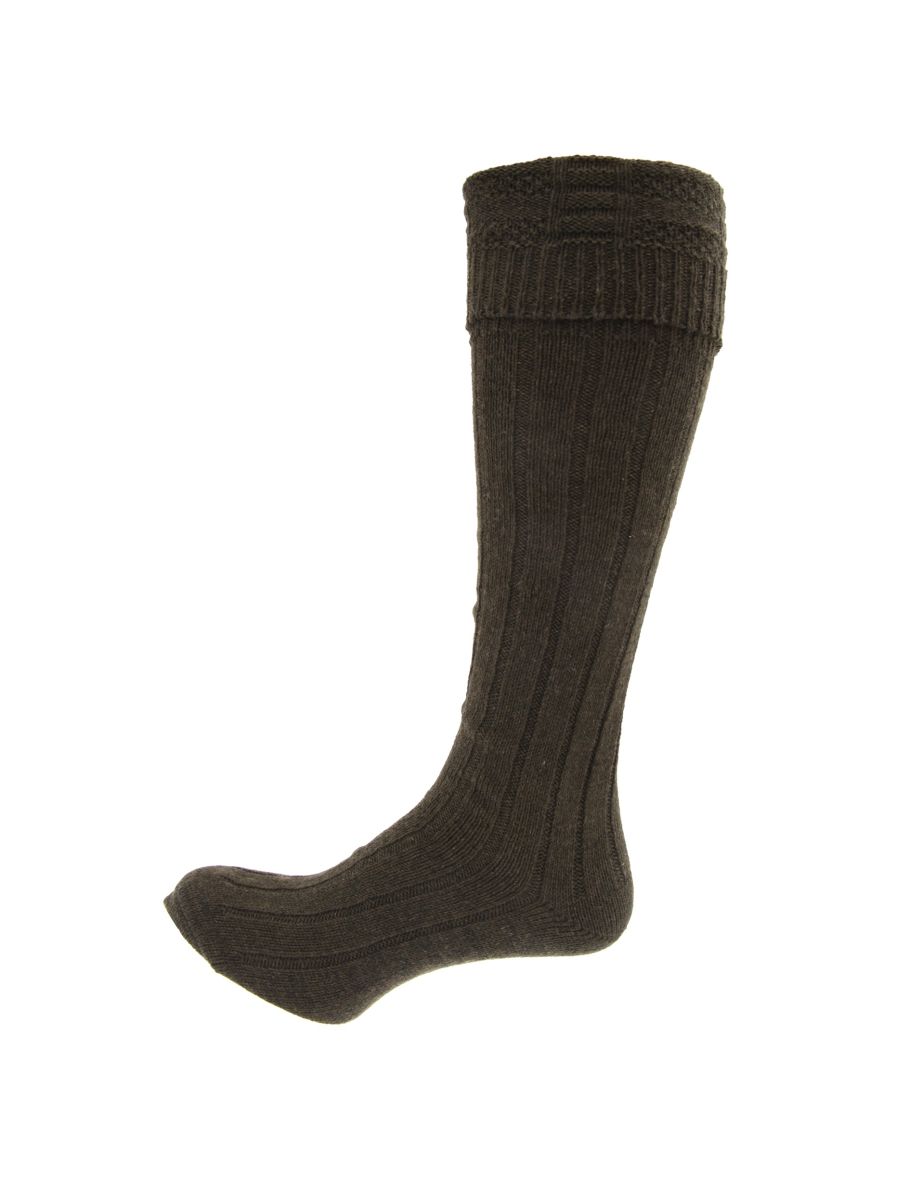Mens Scottish Highland Wear Wool Kilt Hose Socks (1 Pair) - Khaki - 1