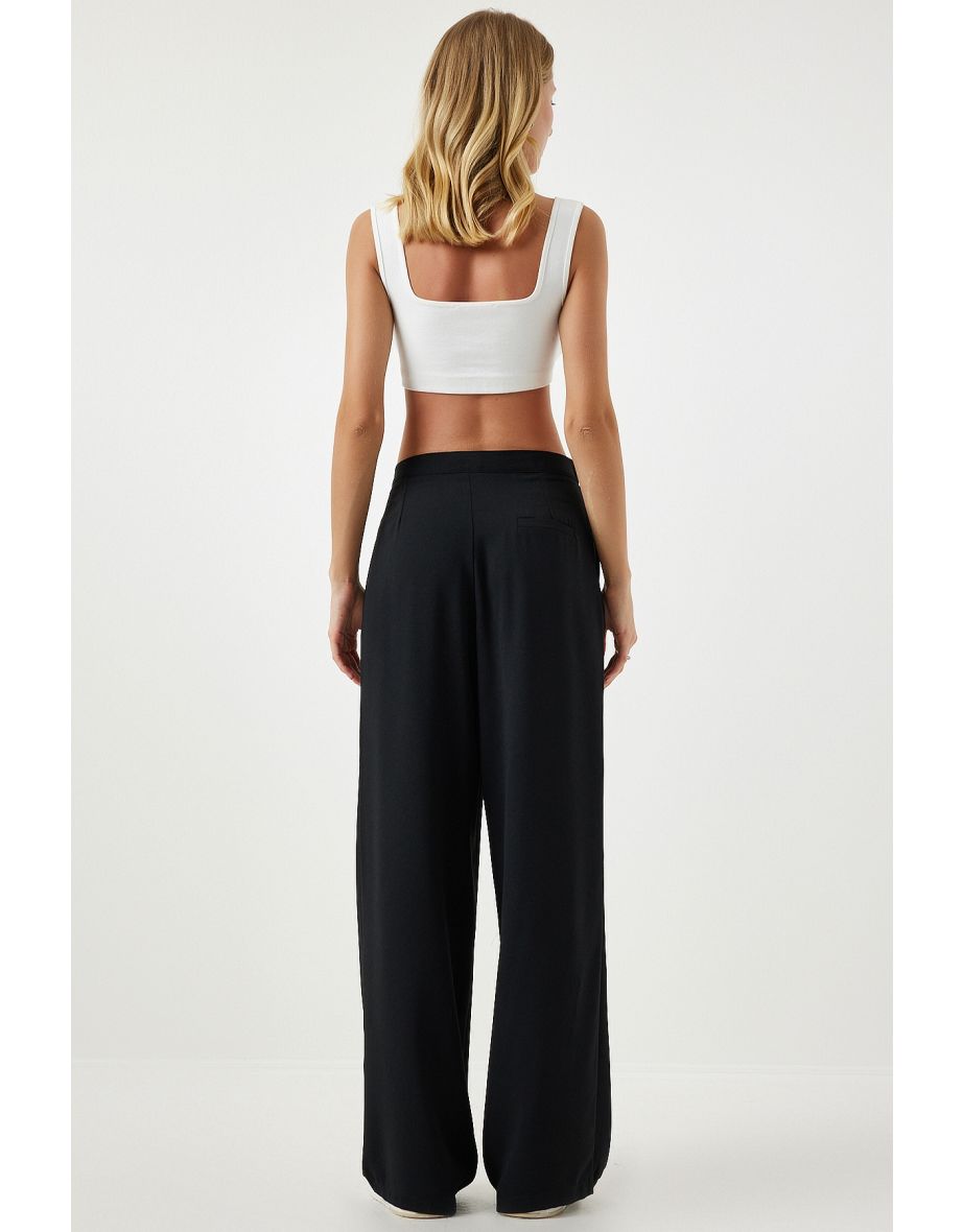 Women's Black Seasonal Woven Shirt Palazzo Pants Suit - 10